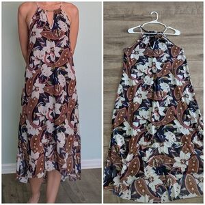 Mlle Gabrielle Paisley Floral Maxi Dress - Black, White, Brown